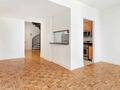Kitchen and Dining Room with Parquet Wood Flooring