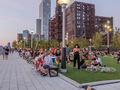 Enjoy the active and vibrant scene at Domino Park.
