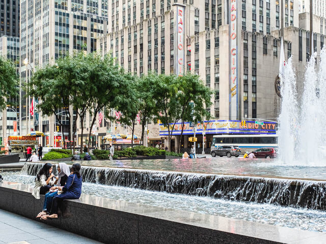 Down the street from the renown Radio City Music Hall.