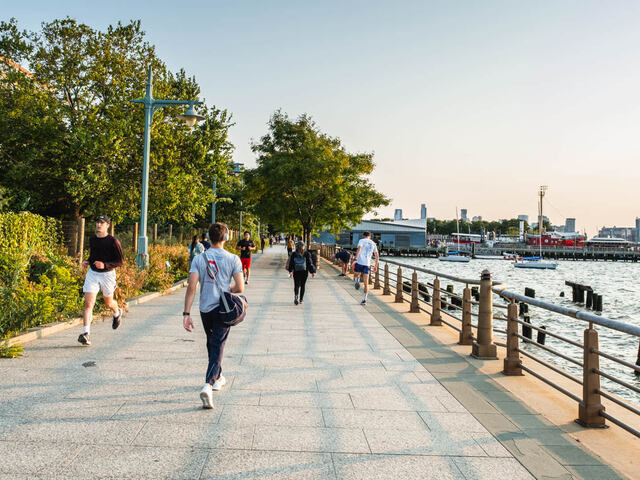 Enjoy the fresh air while strolling down the Hudson River Greenway.