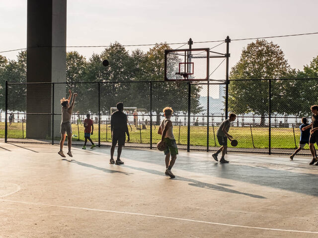 Get in a quick pick-up game or just shoot some hoops.