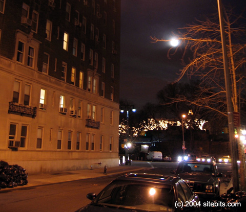 Central Park West at night.