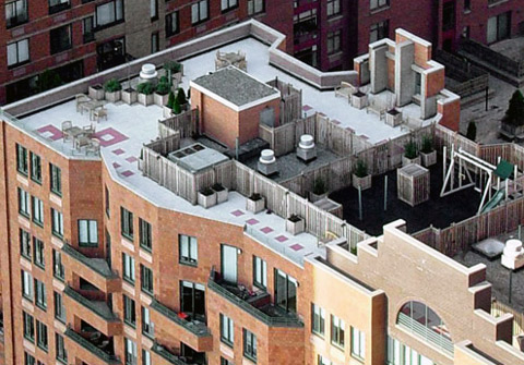 The rooftop of the River Rose building