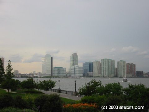 Battery Park City. View of Jersey City (NJ).